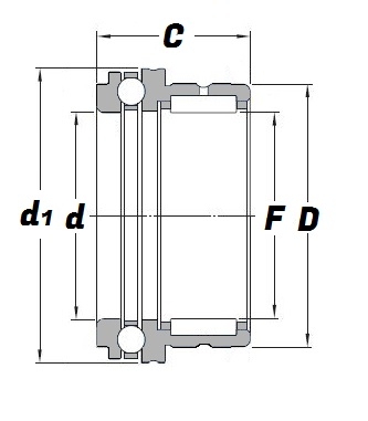 NKX 25, Combined Needle Roller Bearing with a 25mm bore - Premium Range Schematic