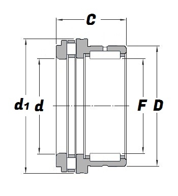 NKXR 30, Combined Needle Roller Bearing with a 30mm bore - Premium Range Schematic