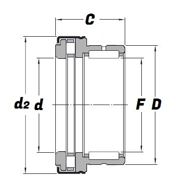 NKXR 40 Z, Combined Needle Roller Bearing with a 40mm bore - Premium Range Schematic