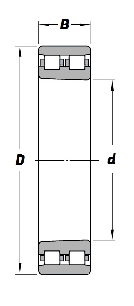 NN 3011 K, NN-Series Cylindrical Roller Bearing with a 55mm bore - Brass Cage - Budget Range Schematic