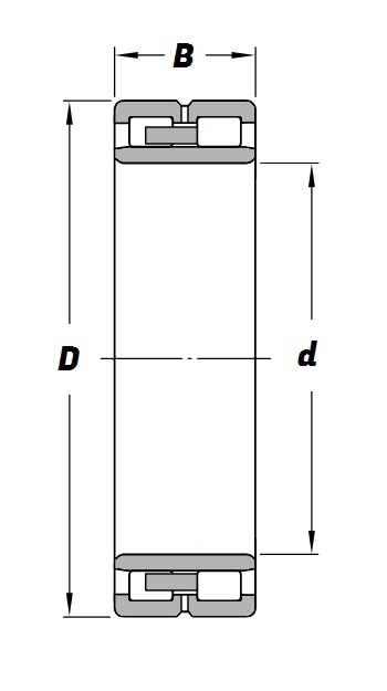 NNU 4930 W33 P 53, NNU-Series Cylindrical Roller Bearing with a 150mm bore - Brass Cage - Premium Range Schematic