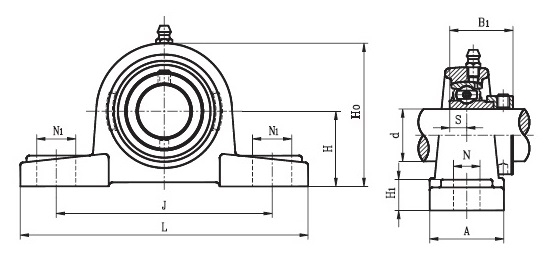 NP 1.1/4 EC  ( SAP 207 20 ) - Pillow Block Housing Unit with a 1.1/4 inch bore - TR Brand Schematic