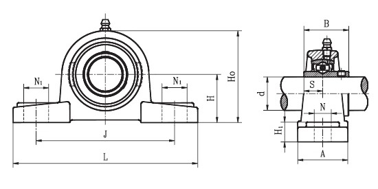 TNP 1.3/4  ( UCP 209 28 R3 ) - Triple Sealed Pillow Block Housing Unit with a 1.3/4 inch bore - TR Brand Schematic