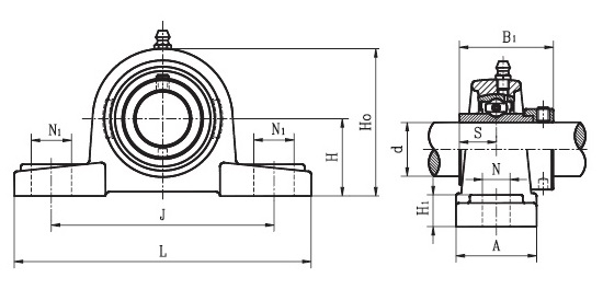 NP 25 DEC  ( NAP 205 ) - Pillow Block Housing Unit with a 25mm bore - TR Brand Schematic