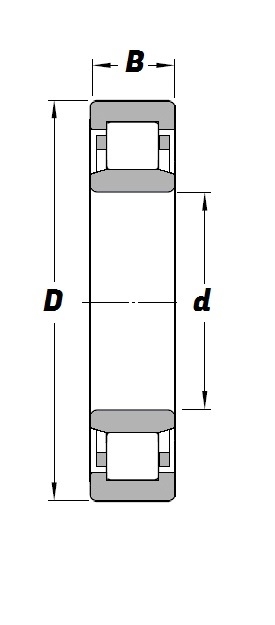 NU 2206 E C3, NU-Series Cylindrical Roller Bearing with a 30mm bore - Plastic Cage - Premium Range Schematic