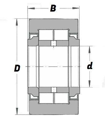NUTR 45100 X, Yoke Type Support Roller with a 45mm bore - Premium Range Schematic