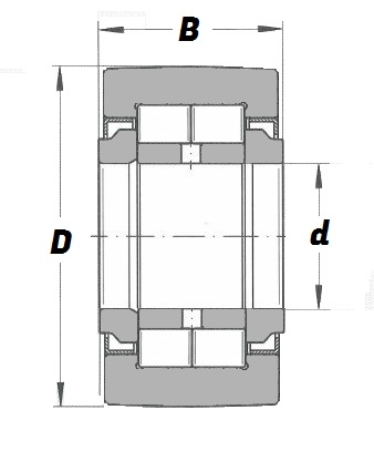NUTR 45100, Yoke Type Support Roller with a 45mm bore - Budget Range Schematic