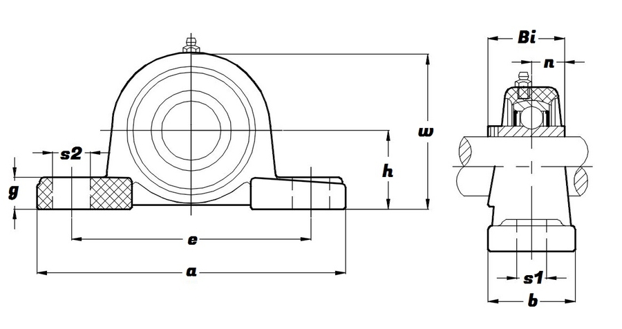 PPL 210 32 S/S N6 GRN, Green Thermoplastic Pillow Block Housing Unit with a 2 inch bore - Select Range Schematic