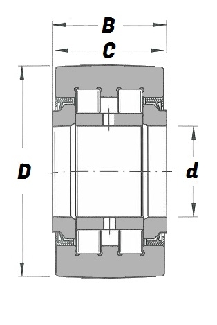 PWTR 20 2RS, Yoke Type Support Roller with a 20mm bore - Premium Range Schematic