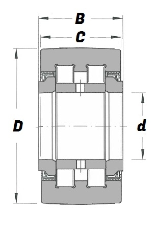 PWTR 30 72 2RS, Yoke Type Support Roller with a 30mm bore - Premium Range Schematic