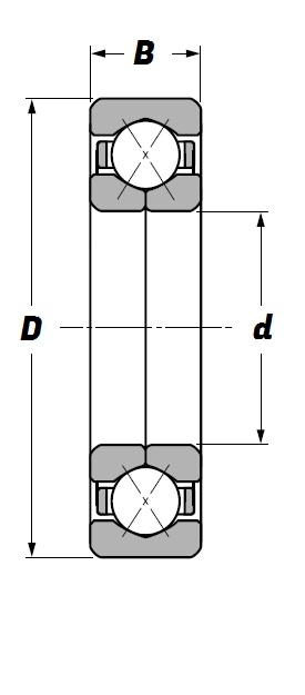 QJM 2.1/2, Four-Point Contact Ball Bearing with a 2.1/2 inch bore - Select Range Schematic