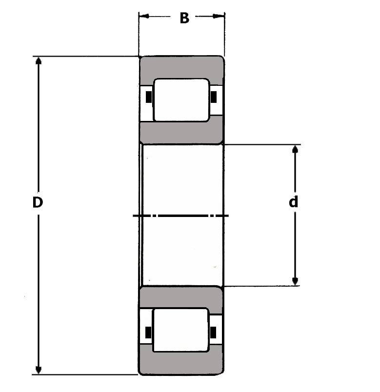 R 1212 WB, Radial Roller Bearing - Premium Brand Schematic
