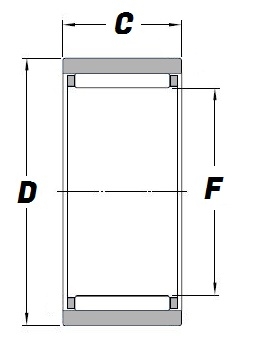 RNAO 25 37 16, Needle Roller Bearing with Machined Rings and a 25mm bore - Premium Range Schematic