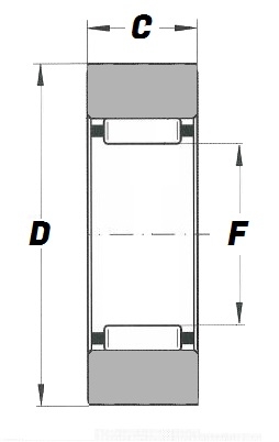 RSTO 10 X, Yoke Type Support Roller with a 14mm bore - Premium Range Schematic