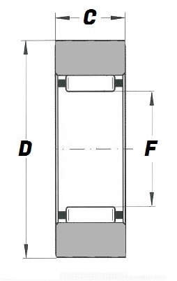 RSTO 12 X, Yoke Type Support Roller with a 16mm bore - Premium Range Schematic