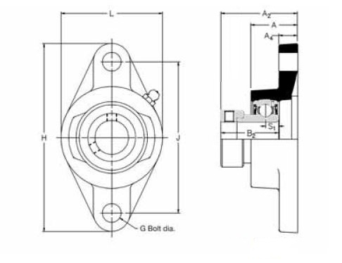 SFT 2 EC, 'Premium' Oval Flange unit with a 2 inch bore. Schematic