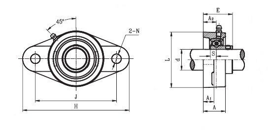 SFT 25 A ( SBFL 205 ) - Oval Flange Unit with a 25mm bore - TR Brand Schematic