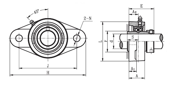 SFT 40 DEC ( NAFL 208 ) - Oval Flange Unit with a 40mm bore - TR Brand Schematic