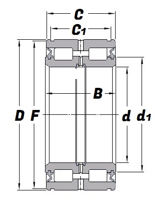 SL 04 5032 PP, Full Complement Cylindrical Roller Bearing with a 160mm bore - Select Range Schematic