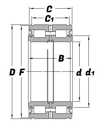 SL 04 5034 PP, Full Complement Cylindrical Roller Bearing with a 170mm bore - Select Range Schematic