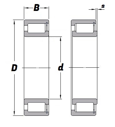 SL 18 2913, Full Complement Cylindrical Roller Bearing with a 65mm bore - Budget Range Schematic