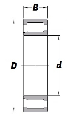 SL 19 2320 C3, Full Complement Cylindrical Roller Bearing with a 100mm bore - Select Range Schematic