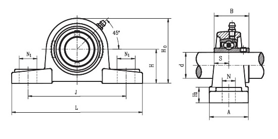 SL 2.3/8  ( UCPK 212 38 ) - Pillow Block Housing Unit with a 2.3/8 inch bore - TR Brand Schematic