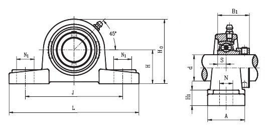 SL 30 EC ( SAPK 206 ) - Pillow Block Housing Unit with a 30mm bore - TR Brand Schematic