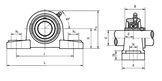 SL 40  ( UCPK 208 ) - Pillow Block Housing Unit with a 40mm bore - TR Brand Schematic