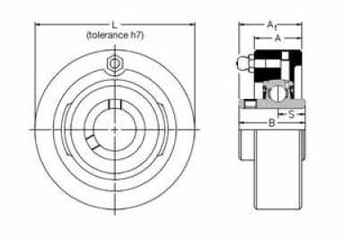 SLC 40, 'Premium' Cartridge Bearing Unit with a 40mm bore. Schematic