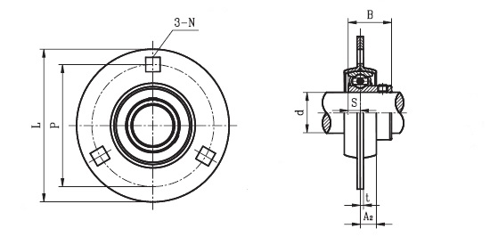 SLFE 25 A ( SBPF 205 ) - Round Housing Flange Unit with a 25mm bore - TR Brand Schematic