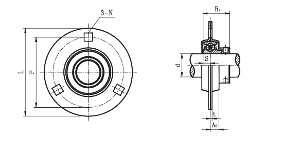 SLFE 30 EC ( SAPF 206 ) - Round Housing Flange Unit with a 30mm bore - TR Brand Schematic
