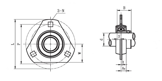 SLFT 35 A ( SBPFT 207 ) - Triangular Flange Unit with a 35mm bore - TR Brand Schematic