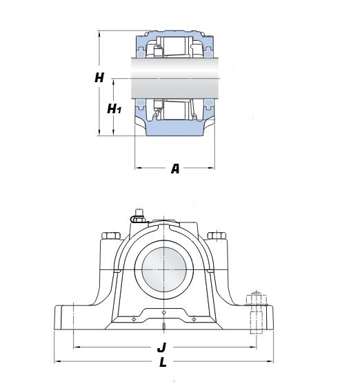 SNL 516 613, Split Pillow Block Housing for Adaptor Sleeve Mounting - Premium Range Schematic