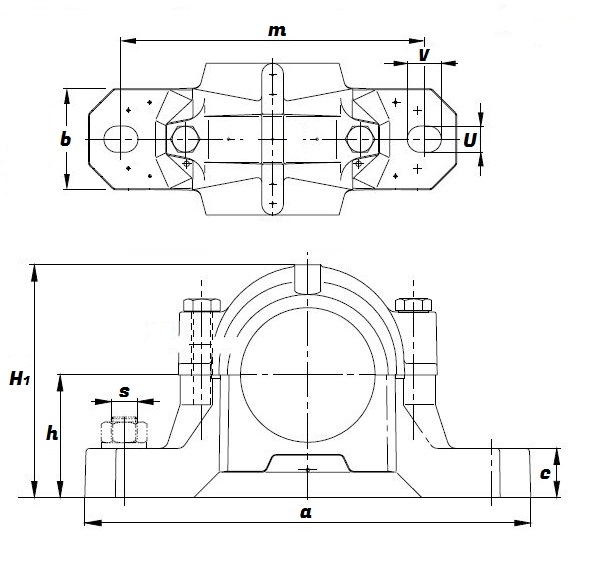 SNV 170, Split Pillow Block Housing - Premium Range Schematic