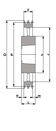 SPA 315 - 3 T/L, Taperlock V-Belt Pulley Schematic