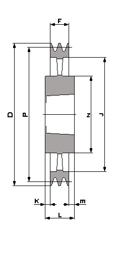 SPA 560 - 5 T/L, Taperlock V-Belt Pulley Schematic