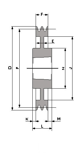 SPB 200 - 1 T/L, Taperlock V-Belt Pulley Schematic