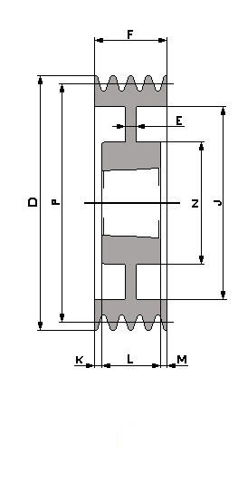 SPC 300 - 4 T/L, Taperlock V-Belt Pulley Schematic