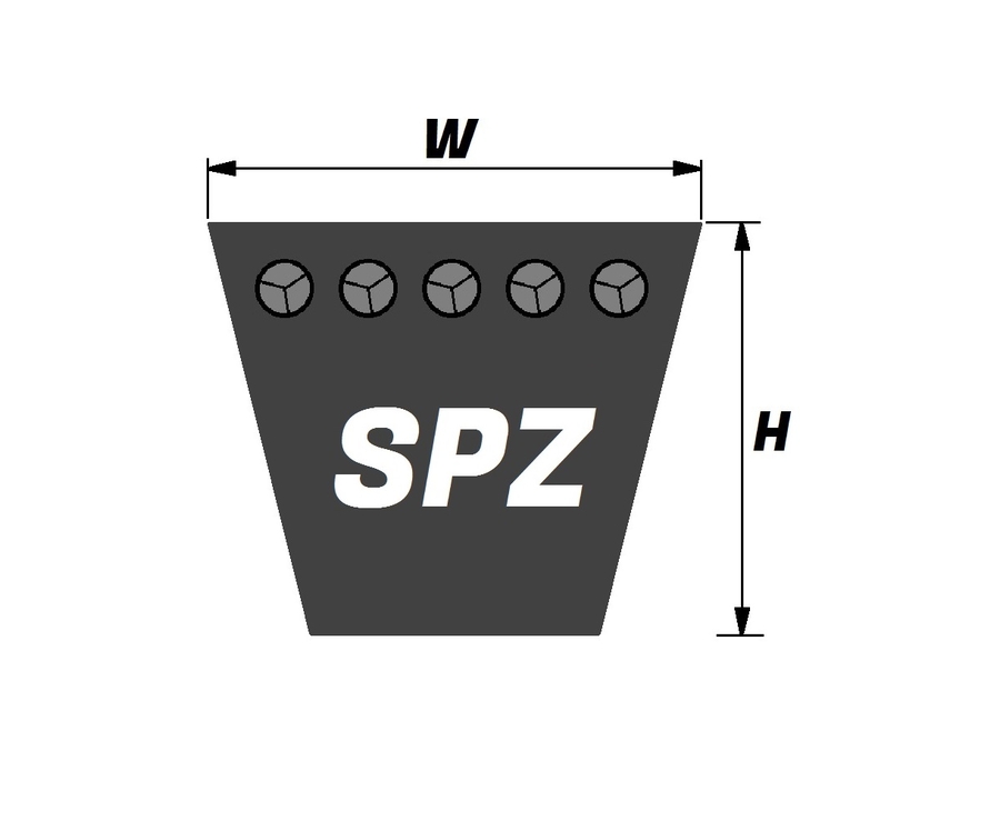 SPZ 1300 CRE,  SPZ-Section Cogged Wedge Belt - Select Range Schematic