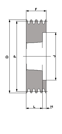 SPZ 180 - 4 T/L, Taperlock V-Belt Pulley Schematic