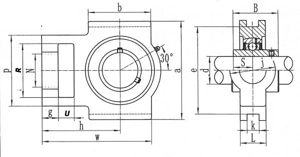 SSUCT 206 - Stainless Steel Take Up Unit with a 30mm bore - Select Range Schematic