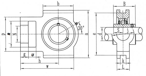 SSUCT 207 - Stainless Steel Take Up Unit with a 35mm bore - Select Range Schematic