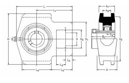 ST 1.3/4 DEC, 'Premium' Take Up Unit with a 1.3/4 inch bore. Schematic