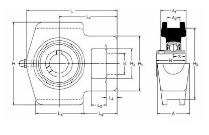 ST 30, 'Premium' Take Up Unit with a 30mm bore. Schematic