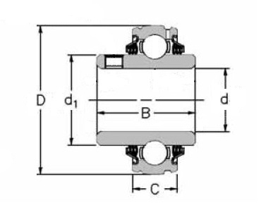 T 1035 35 ( UC 207 R3 ) - 'Premium' Bearing Insert with a 35mm bore. Schematic