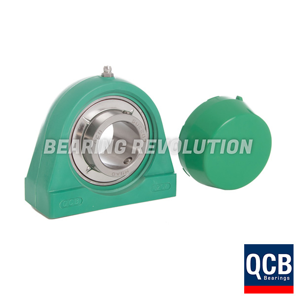 UCPL 205 16 S/S N6 GRN, Green Thermoplastic Tapped Base Pillow Block Housing Unit with a 1 inch bore - Select Range